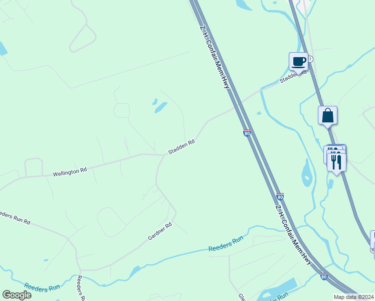 map of restaurants, bars, coffee shops, grocery stores, and more near 132 Stadden Road in Stroudsburg