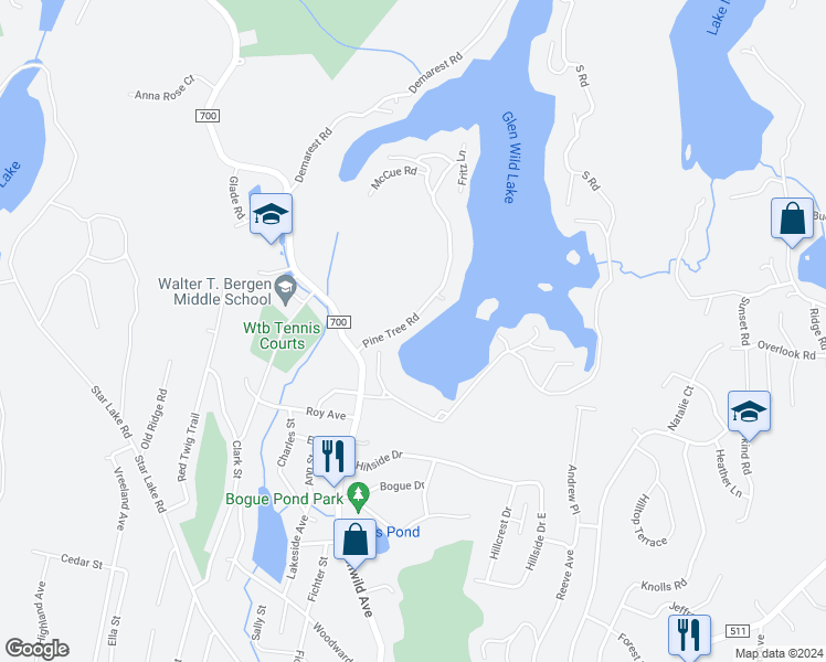 map of restaurants, bars, coffee shops, grocery stores, and more near 141 Pine Tree Road in Bloomingdale