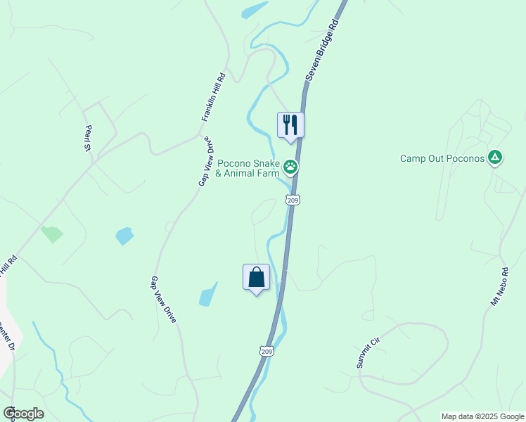 map of restaurants, bars, coffee shops, grocery stores, and more near 2190 Green Mountain Drive in East Stroudsburg