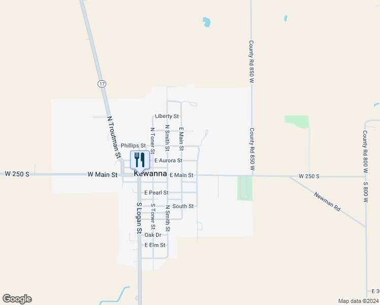 map of restaurants, bars, coffee shops, grocery stores, and more near in Kewanna