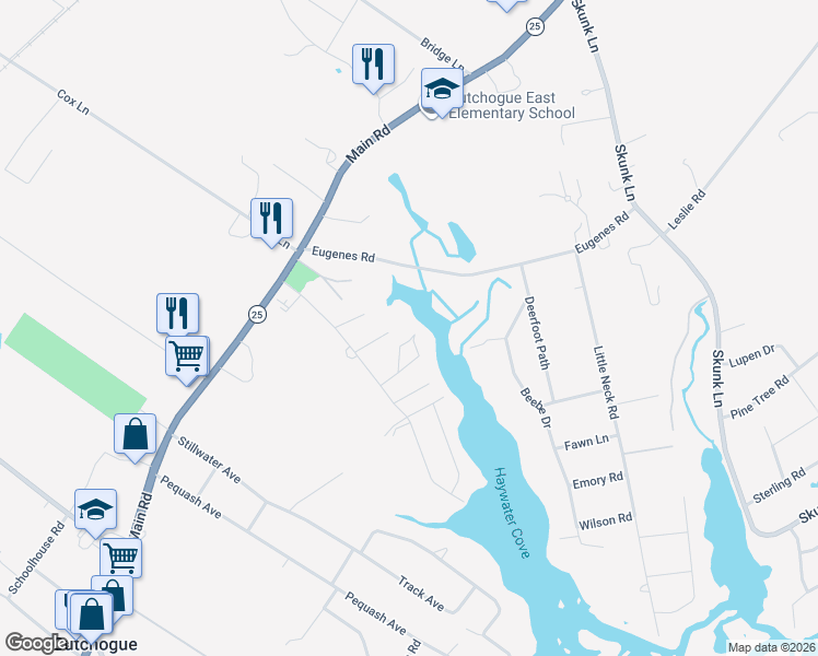 map of restaurants, bars, coffee shops, grocery stores, and more near 1085 Harbor Lane in Cutchogue