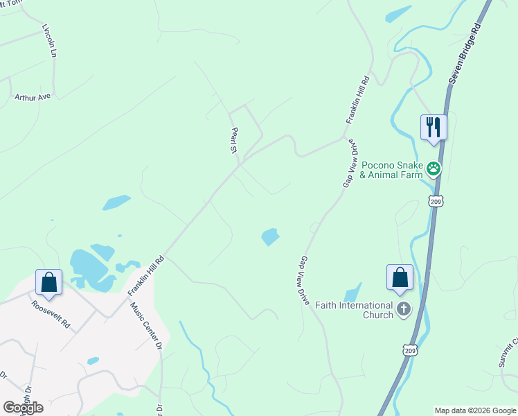 map of restaurants, bars, coffee shops, grocery stores, and more near 1050 Dogwood Terrace in East Stroudsburg