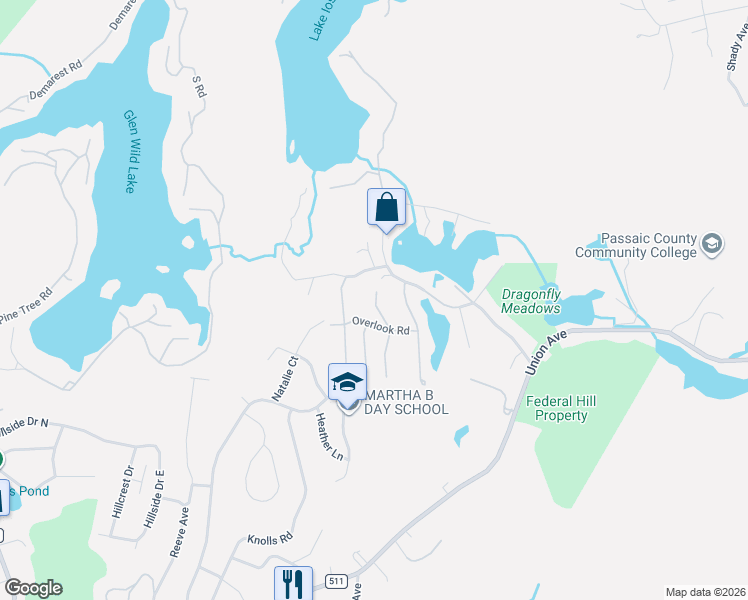 map of restaurants, bars, coffee shops, grocery stores, and more near 5 Highland Road in Bloomingdale