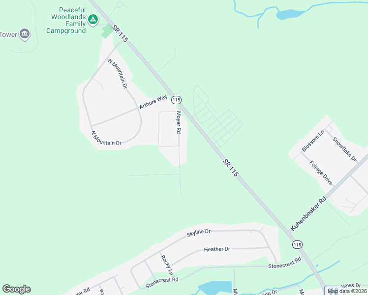 map of restaurants, bars, coffee shops, grocery stores, and more near 1-5 Moyer Road in Blakeslee
