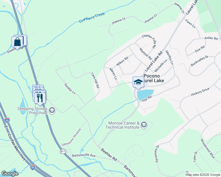 map of restaurants, bars, coffee shops, grocery stores, and more near 702-703 Mattioli Rd in Monroe