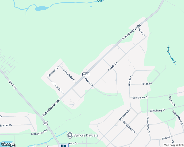 map of restaurants, bars, coffee shops, grocery stores, and more near Kuhenbeaker Road in Blakeslee