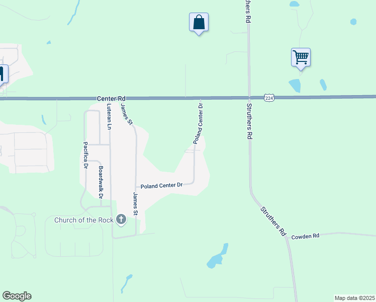 map of restaurants, bars, coffee shops, grocery stores, and more near 6726 Poland Center Drive in Youngstown