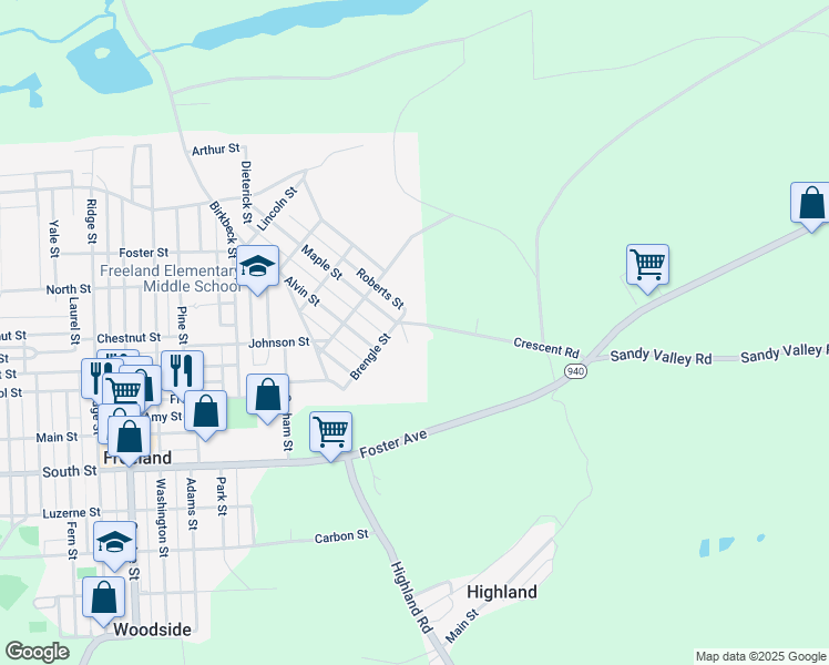 map of restaurants, bars, coffee shops, grocery stores, and more near 355 Crescent Road in Freeland