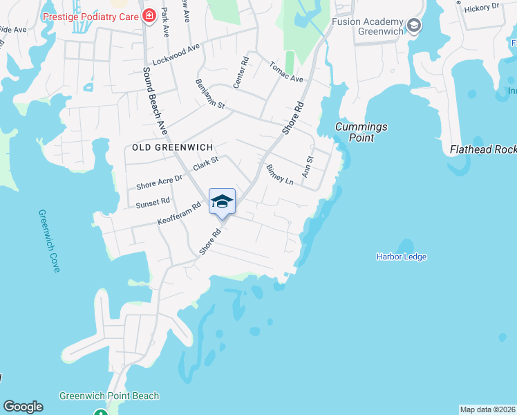 map of restaurants, bars, coffee shops, grocery stores, and more near 12 Ballwood Road in Greenwich