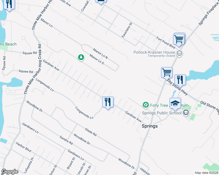 map of restaurants, bars, coffee shops, grocery stores, and more near 1 11th Street in East Hampton