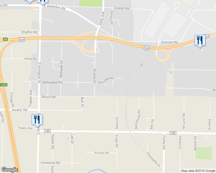 map of restaurants, bars, coffee shops, grocery stores, and more near 1617 Isaac Trail in Akron