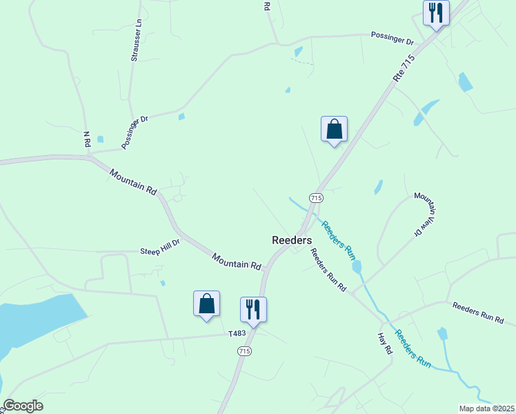 map of restaurants, bars, coffee shops, grocery stores, and more near 129 Church Road in Stroudsburg
