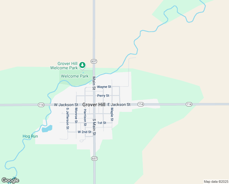 map of restaurants, bars, coffee shops, grocery stores, and more near 202 Maple Street in Grover Hill