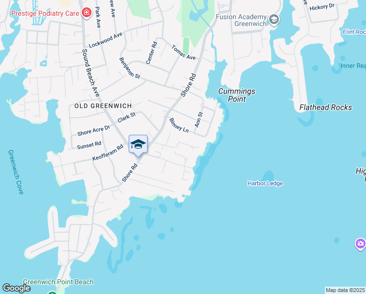 map of restaurants, bars, coffee shops, grocery stores, and more near 18 Ballwood Road in Greenwich