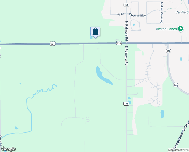 map of restaurants, bars, coffee shops, grocery stores, and more near 7561 West Akron-Canfield Road in Canfield