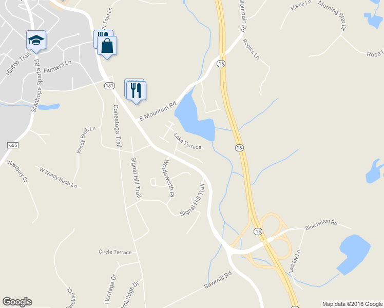 map of restaurants, bars, coffee shops, grocery stores, and more near 9 Woodland Trail in Sparta Township