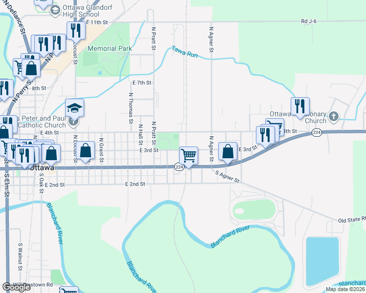 map of restaurants, bars, coffee shops, grocery stores, and more near 1171 East 3rd Street in Ottawa