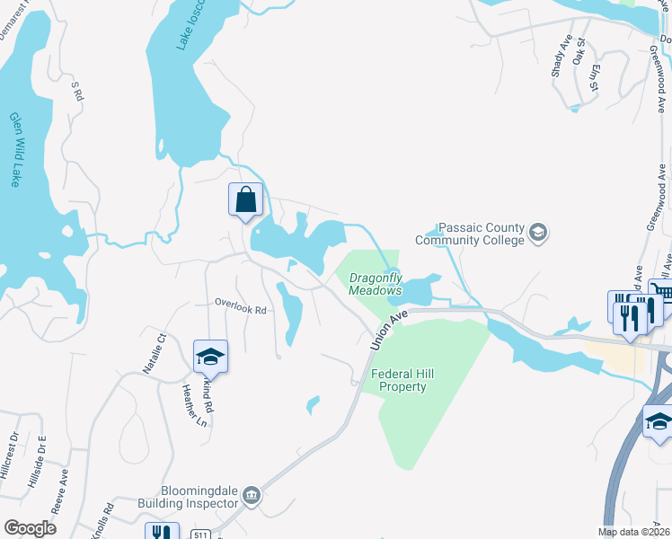 map of restaurants, bars, coffee shops, grocery stores, and more near 42 Morse Lakes Road in Bloomingdale