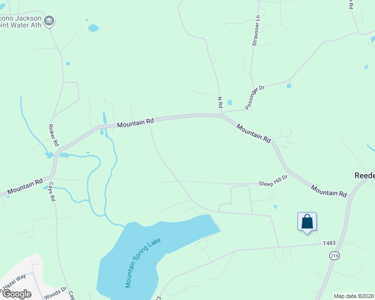 map of restaurants, bars, coffee shops, grocery stores, and more near 8143 Mountain Rd in Stroudsburg