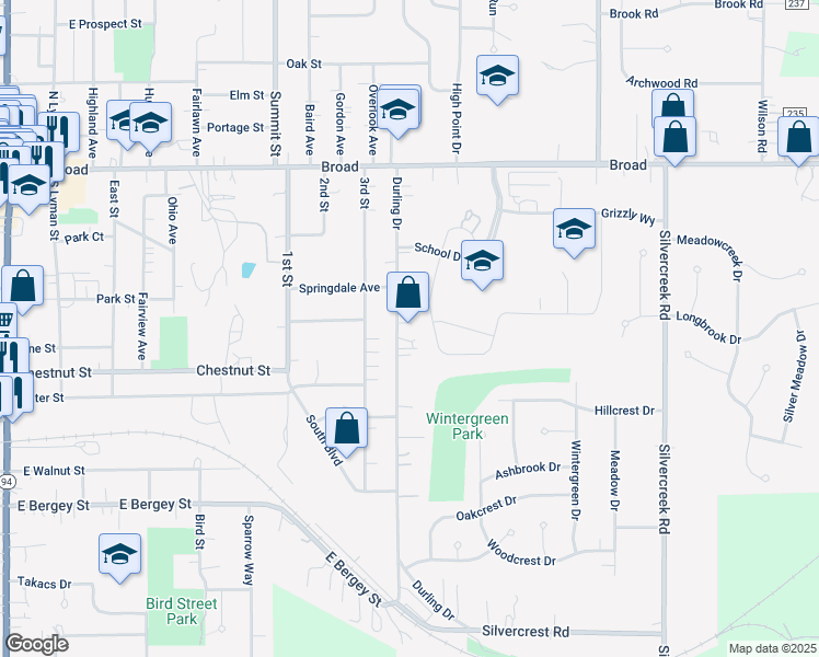 map of restaurants, bars, coffee shops, grocery stores, and more near 273 Durling Drive in Wadsworth