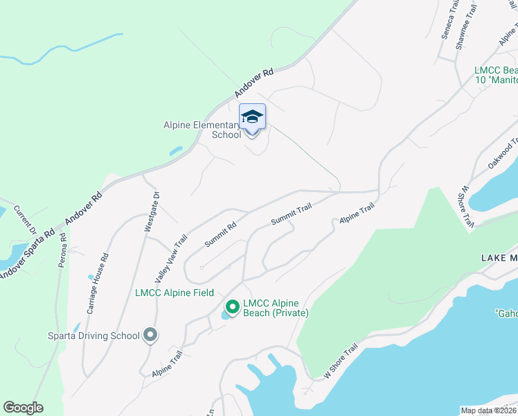 map of restaurants, bars, coffee shops, grocery stores, and more near 38 Summit Road in Sparta