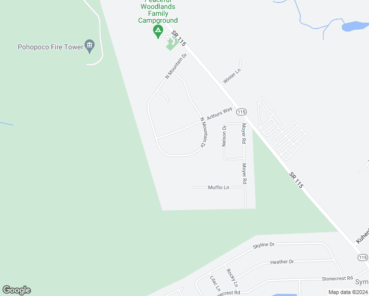 map of restaurants, bars, coffee shops, grocery stores, and more near 3233 Mountain Terrace Drive in Blakeslee