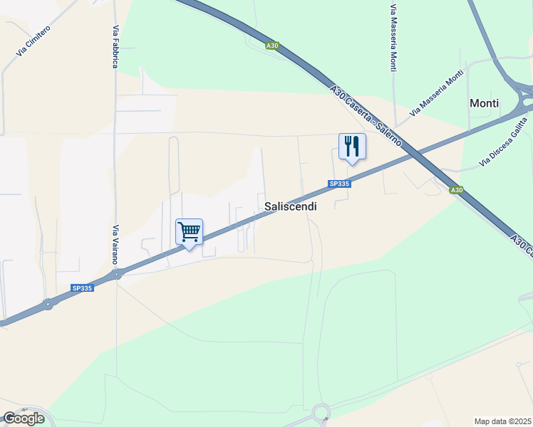 map of restaurants, bars, coffee shops, grocery stores, and more near Via Napoli in Saliscendi