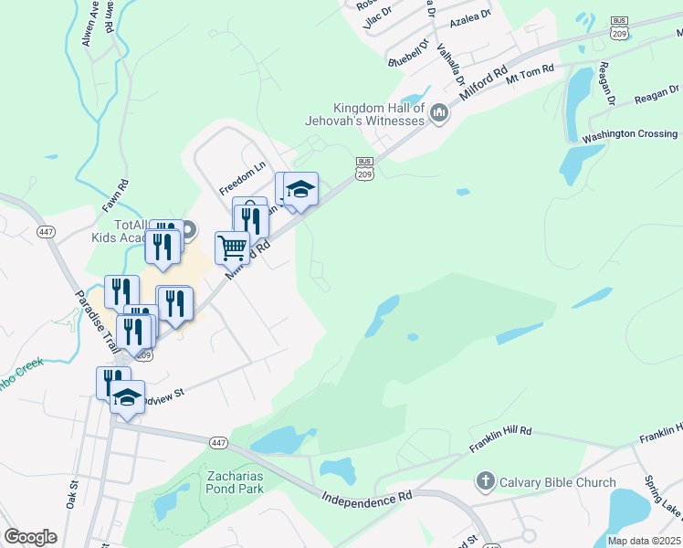 map of restaurants, bars, coffee shops, grocery stores, and more near 2000 Milford Road in East Stroudsburg