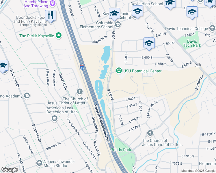 map of restaurants, bars, coffee shops, grocery stores, and more near 676 South 50 West in Kaysville