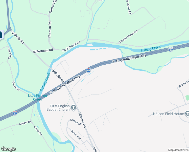 map of restaurants, bars, coffee shops, grocery stores, and more near 214 Hemlock Lane in Bloomsburg