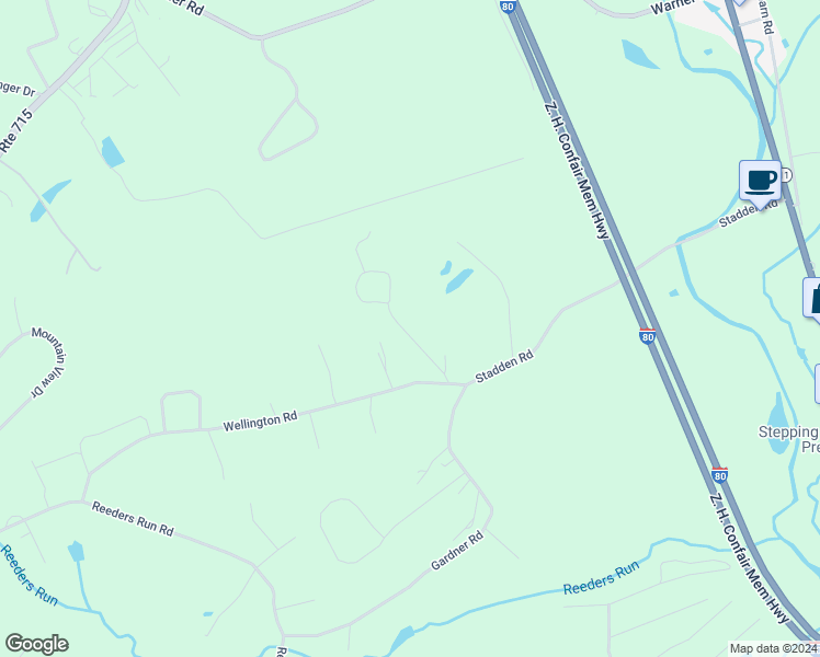 map of restaurants, bars, coffee shops, grocery stores, and more near 171 Poe Voll Court in Stroudsburg