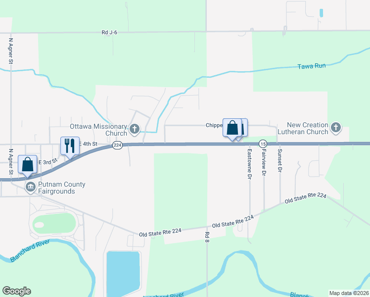 map of restaurants, bars, coffee shops, grocery stores, and more near 4037 East Main Street in Ottawa