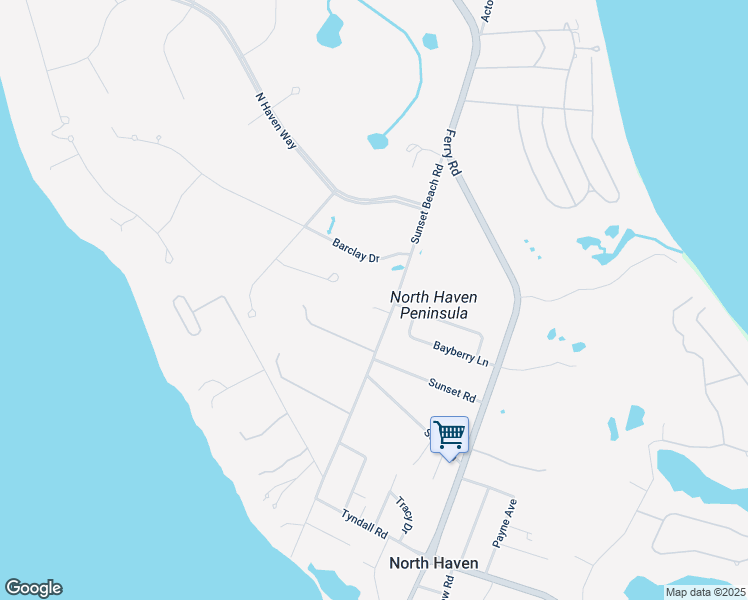 map of restaurants, bars, coffee shops, grocery stores, and more near 36 Sunset Beach Road in Sag Harbor