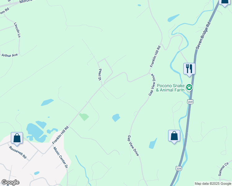 map of restaurants, bars, coffee shops, grocery stores, and more near 217 Swartz Lane in East Stroudsburg