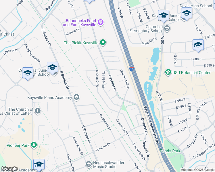 map of restaurants, bars, coffee shops, grocery stores, and more near 572 Harvest Field Circle in Kaysville