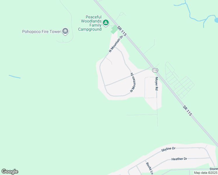 map of restaurants, bars, coffee shops, grocery stores, and more near 3207 Mountain Terrace Drive in Blakeslee