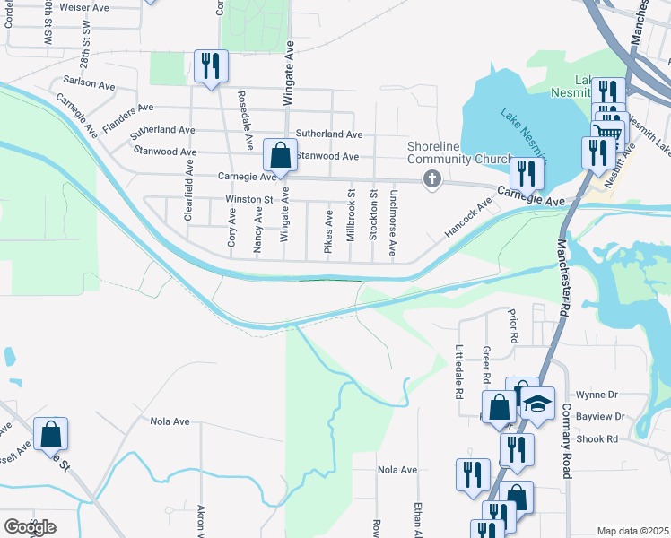 map of restaurants, bars, coffee shops, grocery stores, and more near 910 Hancock Avenue in Akron