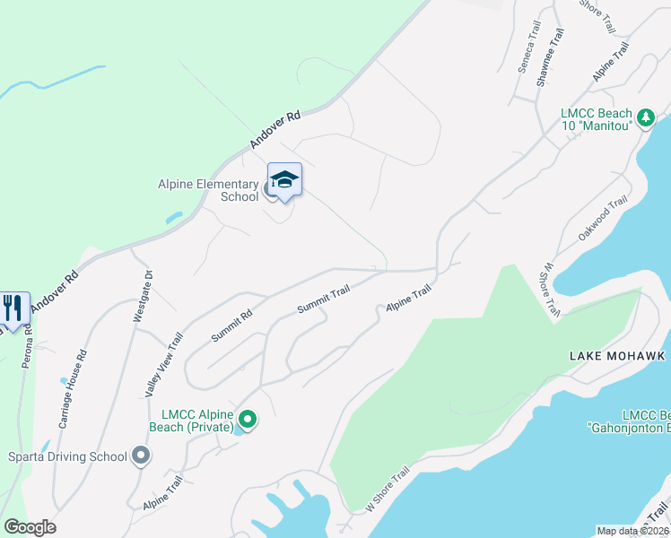 map of restaurants, bars, coffee shops, grocery stores, and more near 9 Summit Road in Sparta