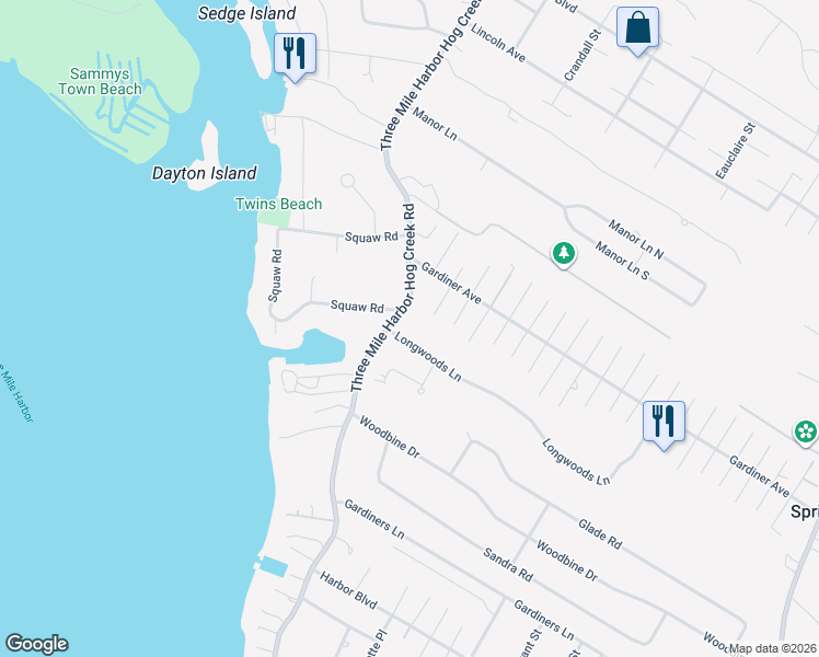 map of restaurants, bars, coffee shops, grocery stores, and more near 348 3 Mile Harbor Hc Road in East Hampton