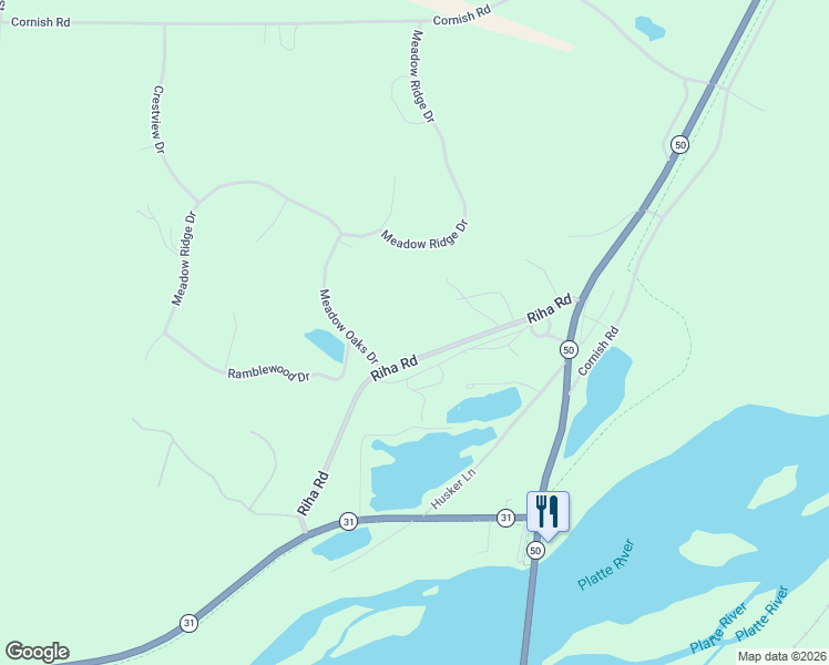 map of restaurants, bars, coffee shops, grocery stores, and more near 19260 Riha Road in Springfield