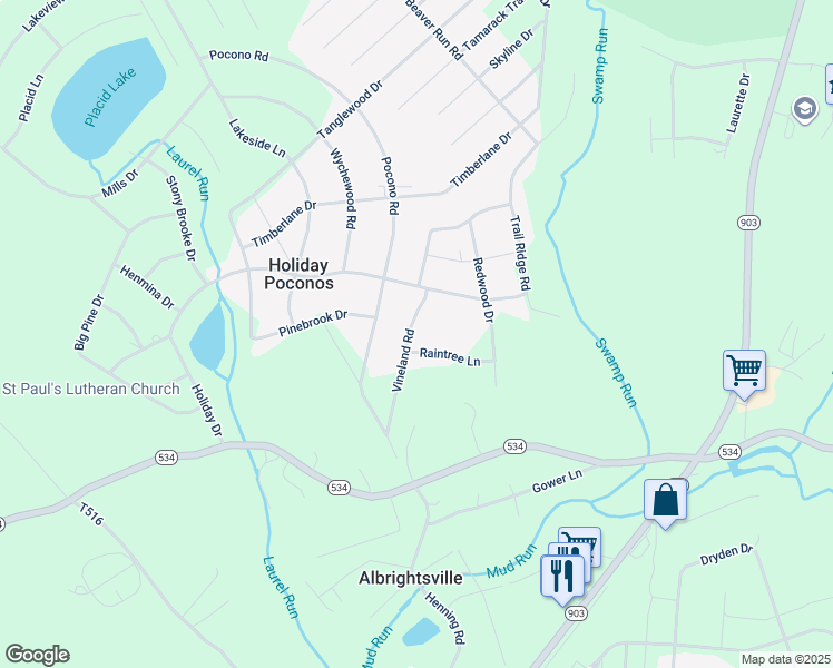 map of restaurants, bars, coffee shops, grocery stores, and more near Vineland Road in Carbon County