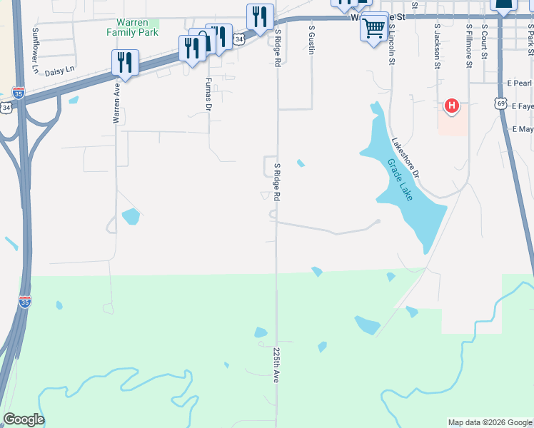 map of restaurants, bars, coffee shops, grocery stores, and more near 1200 South Ridge Road in Osceola