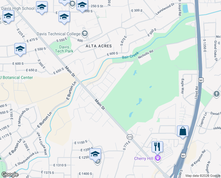 map of restaurants, bars, coffee shops, grocery stores, and more near 777 East Apple Blossom Way in Fruit Heights