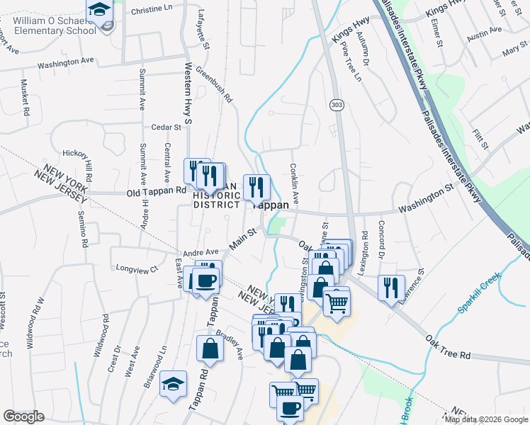 map of restaurants, bars, coffee shops, grocery stores, and more near in Tappan