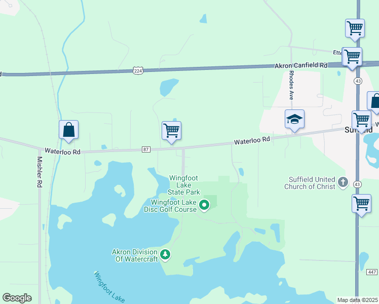 map of restaurants, bars, coffee shops, grocery stores, and more near 887 Waterloo Road in Mogadore