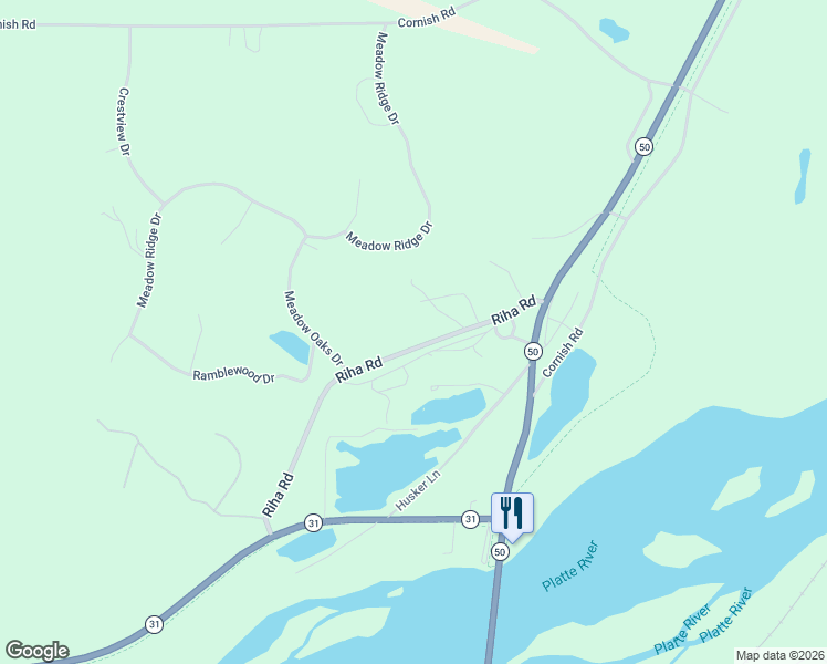 map of restaurants, bars, coffee shops, grocery stores, and more near 19260 Riha Road in Springfield