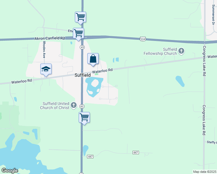 map of restaurants, bars, coffee shops, grocery stores, and more near 1199 Idlewood Drive in Mogadore