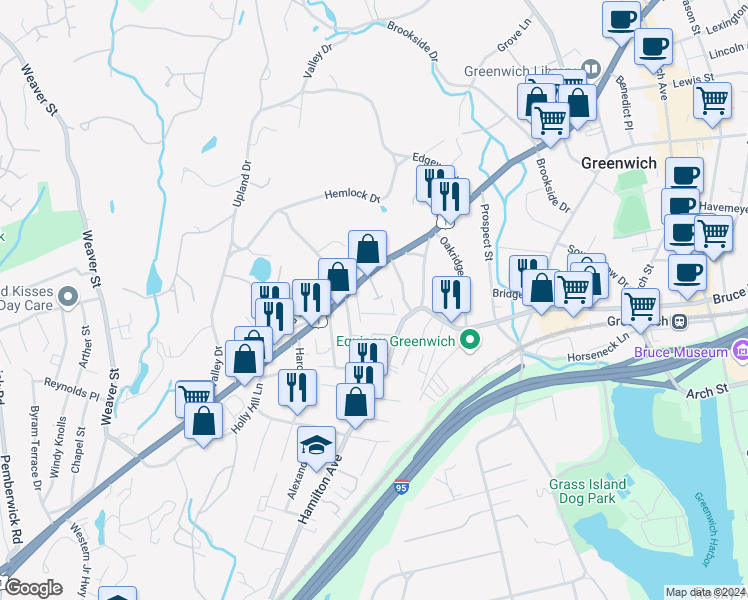 map of restaurants, bars, coffee shops, grocery stores, and more near 20 Livingston Place in Greenwich