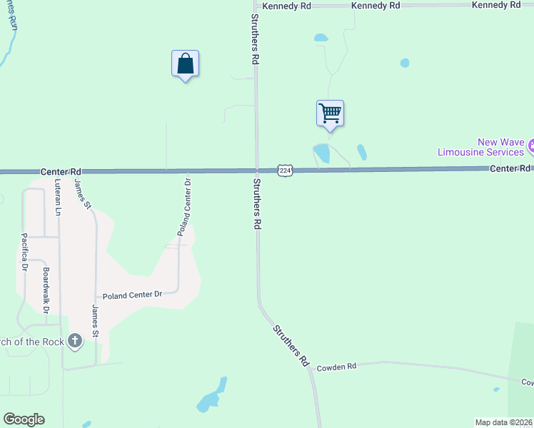 map of restaurants, bars, coffee shops, grocery stores, and more near 6575 Struthers Road in Youngstown