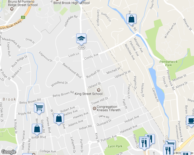 map of restaurants, bars, coffee shops, grocery stores, and more near 3 Fairhaven Lane in Port Chester